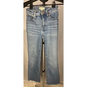Madewell Mid Rise Kick Out Jeans Light Wash Frayed Hem Size 25